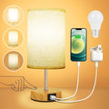 Suright Touch Control Bedside Lamps, 3-Way Dimmable Table Lamp with USB A+C Charging Ports, Touch Lamps Bedside with Linen Fabric Shade, Small Table Lamp for Bedroom Living Room (LED Bulb Included)[Energy Class G]