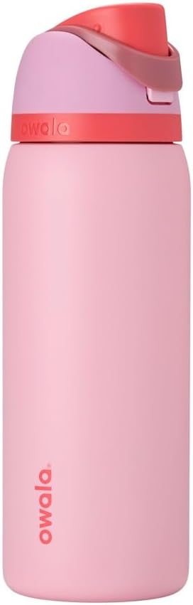 Owala FreeSip Insulated Stainless Steel Water Bottle with Straw for Sports and Travel, Leak Proof, BPA-Free, 945ml, Angel Food Cake