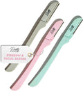 Eyebrow & Facial Razors – Dermaplaning Blades for Face & Brows, Painless Facial Hair Remover for Women, Eyebrow Shaper & Trimmer, Ladies Razor for Smoother, Glowing Skin - 3 Pack