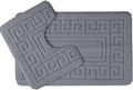 EDS Luxury 2 Piece Greek Bath Mat Set Non Slip Ultra Soft Bathroom Mats Water Absorbent Bath Mats Machine Washable Rug Toilet Mat for Bathroom Floor (Charcoal)