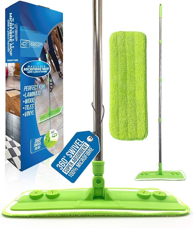 Microfibre Mop with Washable Removable Cleaning Pad for Cleaner Laminate Floor Wood Tile and Hardwood - Quickly & Simply Remove Dust Dirt from Flooring with the Microfiber Cloth Pad Mop
