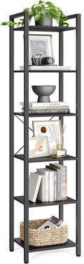VASAGLE 6-Tier Bookshelf, Bookcase, Shelving Unit, for Office, Study, Living Room, Bedroom, 30 x 40 x 187.5 cm, Industrial, Ebony Black and Ink Black LLS101B56