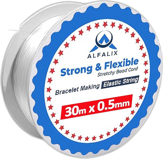 30m x 0.5mm Clear Elastic Thread Bracelet Making Strong & Stretchy Elastic String, Durable & Transparent Thread, Bracelet elastic for Jewellery making Beading & DIY Craft Projects String