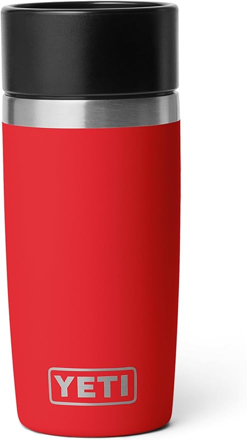 YETI Rambler Travel Bottle, Vacuum Insulated Stainless Steel Coffee Flask with Leakproof Hotshot Commuter Cap, Rescue Red, 12 oz (355 ml)