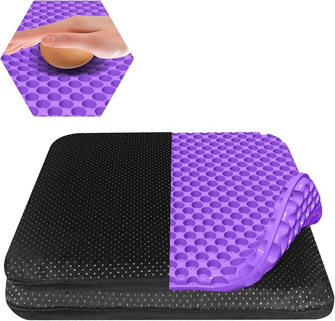 Large Gel Seat Cushion For Long Sitting With Non-Slip Covers,Soft & Breathable For Chair,Gaming,Car,Office,Desk Chair and Wheelchair,Office Pads (42 x 36cm-Blue) (Purple-43 x 36cm)