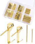100PCS Heavy Duty Picture Hooks for Plasterboard Hard Walls (20 Sets 50lbs + 30 Sets 30lbs), Picture Hanging Kit, Picture Rail Frame Hooks Hangers