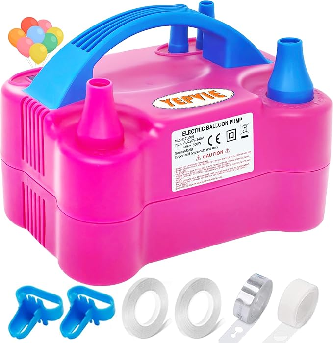 Electric Balloon Pump UK, Portable 2 Modes Balloon Inflator with 6 Balloon Arch Kits, Electric Air Pump for Balloons, Professional Electric Balloon Blower Machine for Birthday Party Decoration