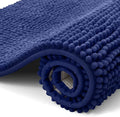 smiry Non Slip Chenille Bath Mat, Extra Soft Bathroom Mat, Super Absorbent Fluffy Bath Mats for Bathroom, Machine-Washable Quick Dry Bath Rug Foot Mat, 40 x 60 cm, Navy Blue