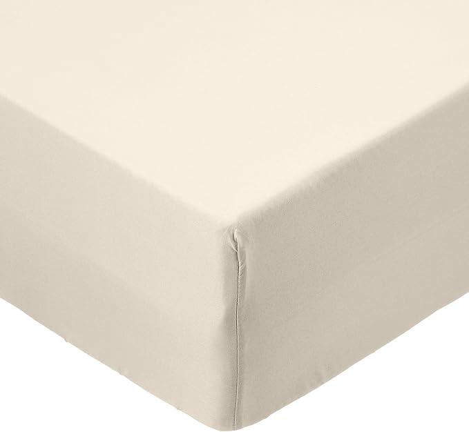 Amazon Basics Bedding Soft Microfibre Single Fitted Sheet with 12 inch (30 cm) Deep Pocket, 90 x 190 cm, Beige