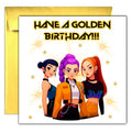 Printperfect - K POP Birthday Card For Girls- "Have A Golden Birthday" K-POP Greetings Card For Girls - Birthday Cards for Friend Daughter Sister Bestie Niece Grandaughter (Gold Envelope)