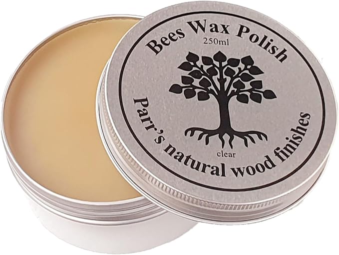 Beeswax Polish for wood & furniture- clear finish- 100% Organic - 250ml - contains no solvent- all natural & eco friendly - protects & enhances all wood