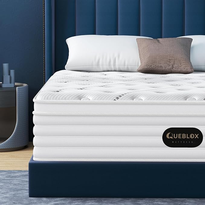 4FT6 Double Mattress, 11 Inch 7-Zone Pocket Sprung Mattress with Memory Foam and Soft Knitted Fabric, Medium Firm, Motion Isolation White 135x190x28cm