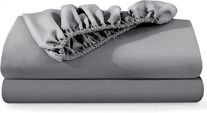Single Fitted Sheets 2 Pack – Grey (91x190cm) up to 25cm Deep Bed Sheets