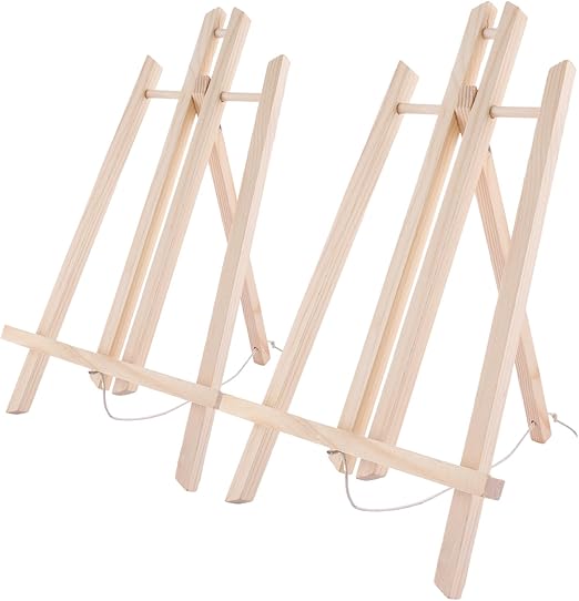 ASelected 2Pc Small Wooden Easel - 22x40CM Adjustable Tabletop Art Display Easel Stand for Displaying Canvas Paintings, Drawing, Weddings