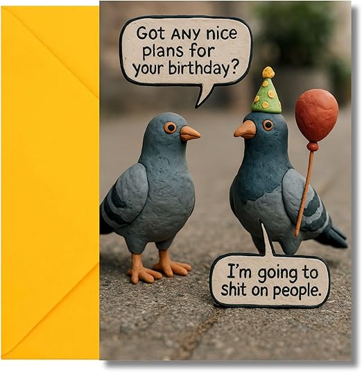 LimaLima Birthday Card For Men & Women Funny Rude Pigeon Design Perfect For Male Female Best Friends Work Colleagues & Family