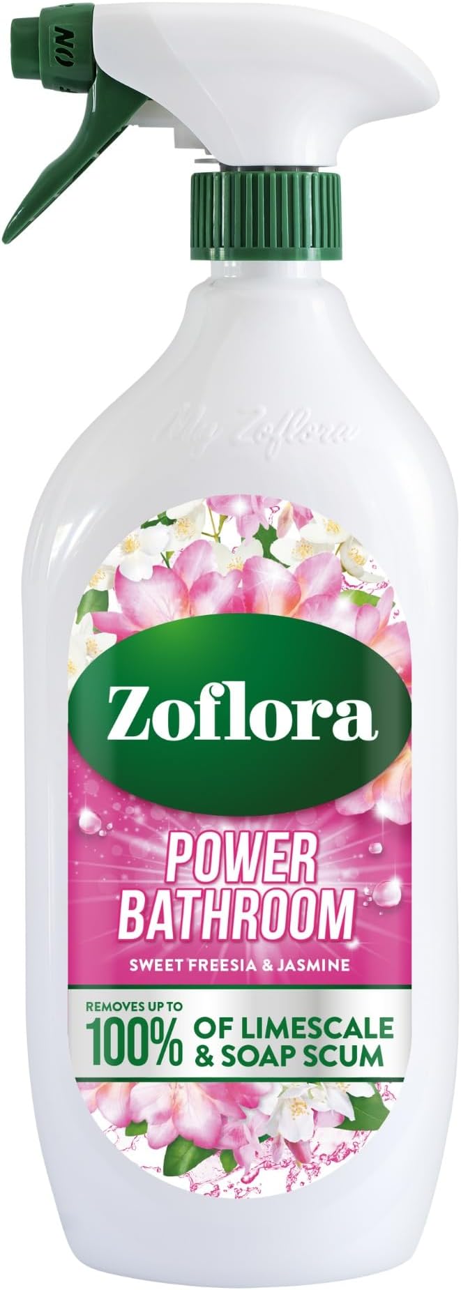 Zoflora Sweet Freesia & Jasmine Power Bathroom Cleaner, 1 x 800ml, Removes up to 100% of Limescale and Soap Scum, Leaves surfaces streak-free and sparkling
