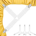 4 pcs Bed Sheet Clips, White Fitted Sheet Clips, Triangle Bed Sheet Straps, Adjustable Bed Bands, Sheet Holders Straps for Mattress for Bedding, Mattress Covers, Bed Sheets, Sofa Cushion