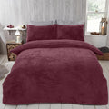 Brentfords Red Duvet Cover Single, Teddy Fleece Quilt Cover Thermal Bedding Set Winter Duvet Single Super Soft Comfy Bed Set Covers with Pillowcase, Burgundy