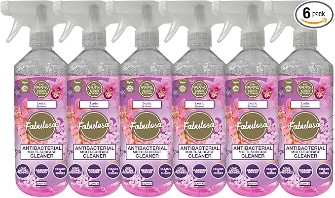 Fabulosa Antibacterial Disinfectant Spray, All Purpose Multi Surface Cleaner, 500ml, 6 pack, Exotic