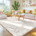 Homaxy Fluffy Shaggy Rugs Living Room, Large Anti Slip Carpet, Machine Washable Soft Thick Pile Bedside Rug for Kids Bedroom, Nursery - Creme, 120 x 160 cm