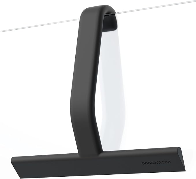 dancemoon JustHang Shower Squeegee for Shower Doors, All-one-Piece Silicone with Built-in Hook Design for Easy Hanging and Cleaning, 25 cm, Black