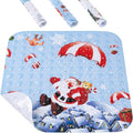 HITSLAM Christmas Shower Bath Mat Non Slip Anti Mould, 53 x 53cm Square Festive Christmas Shower Mat for Bathroom, Machine Washable Bathtub Mat Anti Slip With Suction Cups and Drain Holes, Blue