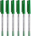 STAEDTLER Medium 0.5mm 430 M Stick Ballpoint Pens Writing Pen Smooth - Green Ink - Pack of 6