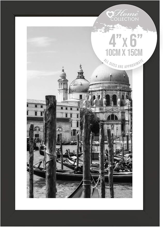 Black Nouveau Simple Design Styrene Photo Frame 4x6"