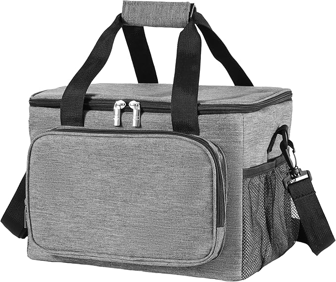 REQUISITE NEEDS Insulated Picnic Bag 15L Large Cooler Bag Lunch Bag For Lunch/Work/School/Beach/Picnic (Grey)