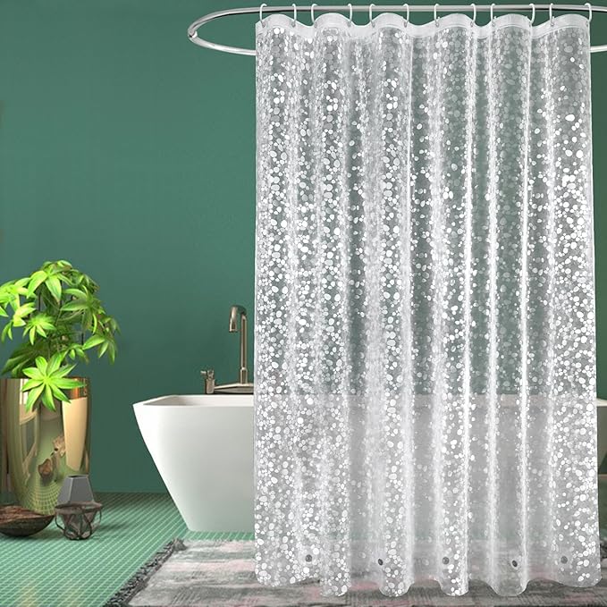 Shower Curtains Mould Proof Resistant, EVA Waterproof Heavy Duty Bathroom Curtains with 5 Magnets, 180 x 180 cm, Cobblestone