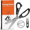 Pinking Shears for Fabric Cutting with Comfortable Handles - Serrated Scissors - Sharp Stainless Steel - 9 inch Zig Zag Scissors for Dressmaking, Sewing, Paper & Crafting with Thread Cutter