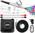 Oasser Airbrush Compressor Kit 36 PSI, Dual Action Air Brush Suit 0.2 0.3 0.5 mm Nozzle for Model, Tattoo, Makeup, Cake,Nail Art,Miniatures,Include Brushes Set (36 PSI)