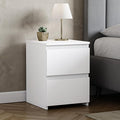 Vida Designs Denver 2 Drawer Large Bedside Cabinet Bedroom Storage Chest, Modern Nightstand End Table H48 x W39.5 x D 39.5 cm (White)