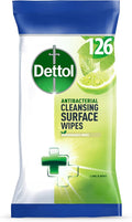 Dettol Antibacterial Lime & Mint Cleaning Wipes - 126 Count | Germ Protection, Fresh Scent, Multi-Surface Use, Convenient for Home, Office, Travel, Hygiene Essentials