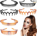 6 Pcs Tooth Headband for Women Girls, Plastic Hair Bands Wavy Hair Comb Headband Hard Hairbands for Hair Styling, 3 Styles(Black/Brown)