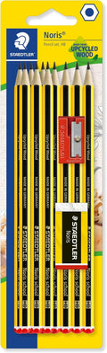 STAEDTLER 121-SBK10 Noris School Graphite Pencils - HB Degree (Pack of 10 Pencils, Sharpener + Noris Eraser)
