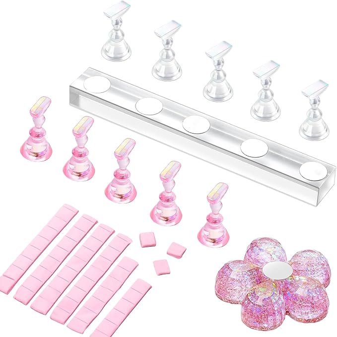 Makartt Nail Display Stand - Magnetic Tips Holder with 48Pcs Reusable Adhesive Putty