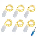 Fairy Lights CR2032 Battery Operated,2 Meter 20LEDs Micro Silver Wire String Lights for Bedroom Christmas Party Wedding Decoration (Warm White,6Pack)