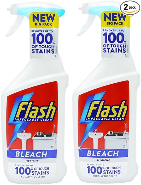 FLASH MULTI PURPOSE BLEACH SPRAY CLEANER 2 x 800ml - Bathroom and Kitchen Eucalyptus Scented Bleach Cleaning Spray