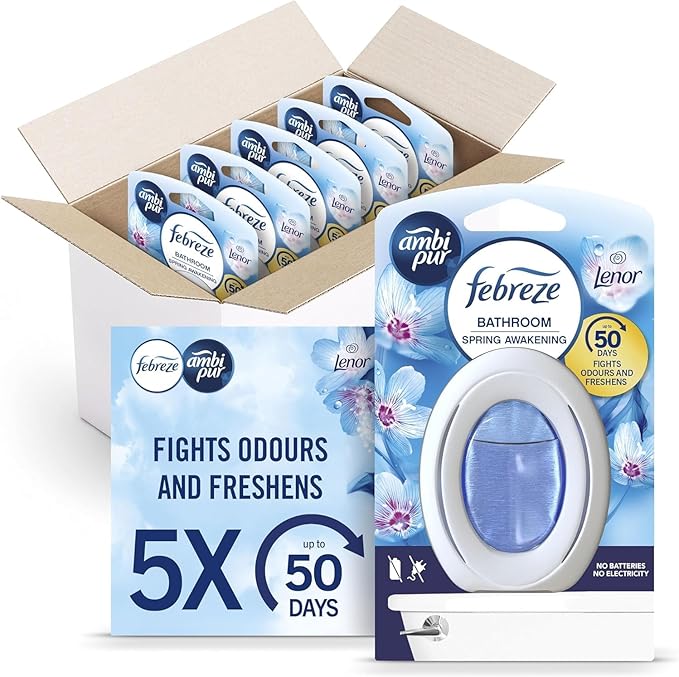 Febreze Bathroom Air Freshener, Odour Fighter, Spring Awakening, 5 Items, Bathrooms Freshener & Odour Eliminator