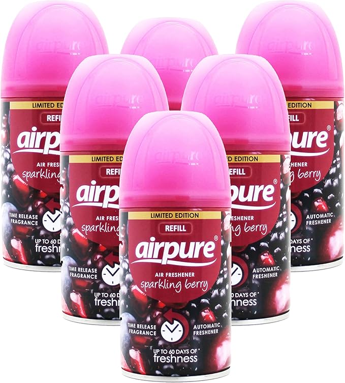airpure 6 X FRESHMATIC AUTOMATIC SPRAY REFILLS 250ML SPARKLING BERRY AIRWICK COMPATIBLE, Pack of 6