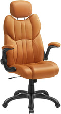 SONGMICS Office Chair, Ergonomic Gaming Chair, Adjustable Headrest, Tilt Function, Foldable Armrests, Swivel Castors, Adjustable Height, E-sports Chair, Caramel Brown OBG065K11