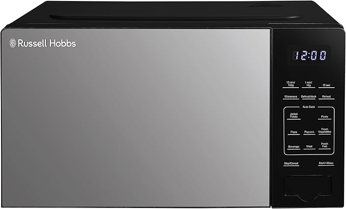 Russell Hobbs Touch Control Digital Solo Microwave 20L 800W in Black with 10 Power Levels, 6 Auto Cook Menus, Defrost Control, Clock & Timer RHMT2005B