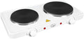 Quest 35250 Electric Twin Hob Hot Plate with Temperature Control/Set of 1000W & 1500W Hobs / 5 Temperature Settings/Portable, Ideal for Cooking While Travelling, White[Energy Class A]