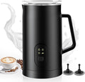Milk Frother Electric 4-in-1, Automatic Milk Steamer 20.4oz/580ml, Silent Operation Hot & Cold Milk Foamer and Large Capacity, for Latte Coffee Chocolate HE2 (Black)