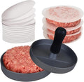 Burger Press with 100 Wax Paper Non-Stick Meat Patty Hamburger Press Burger Maker for BBQ, Baking, Stuffed Burgers, Beef Burger