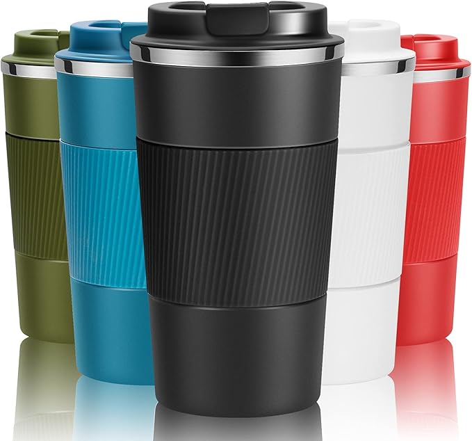 YINJOYI Travel Mug Reusable Coffee Cups 510ml/18oz Thermal Insulated Vacuum Insulation Stainless Steel Bottle for Hot Cold Drinks Black
