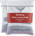 Rainberg Mesh Laundry Bags for Washing Machine, 30x40cm Durable with Zip Reusable Clothes Washing Bag for Travel and Storage, White (2 Pack - 30x40cm)