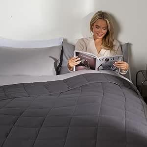 Brentfords Weighted Blanket Adult 8kg Charcoal Grey, Valentines Gifts for Her Therapy Autism Insomnia Anxiety Relief for Adults, Double - 150 x 200cm - (Disclaimer Only suitable for age 3+ years)
