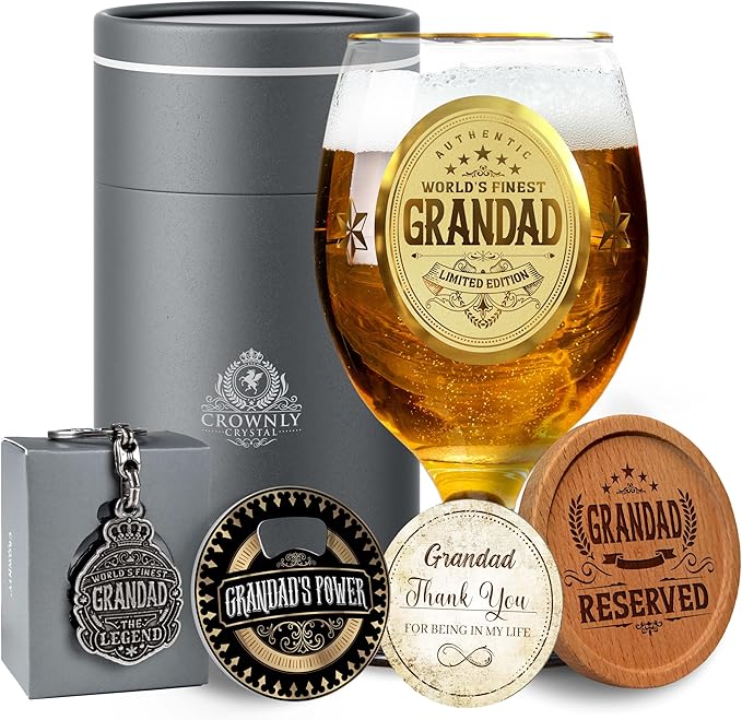 Personalized Beer Glass Retirement or Birthday Gifts for Grandad Unique Gift Ideas for Grandfather